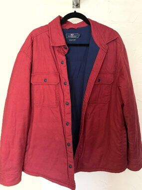 Vineyard Vines Men's Flannel Slopeside Shirt Jacket Classic Fit — Red / Large